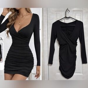 SHEIN Black Long Sleeve Mini Dress